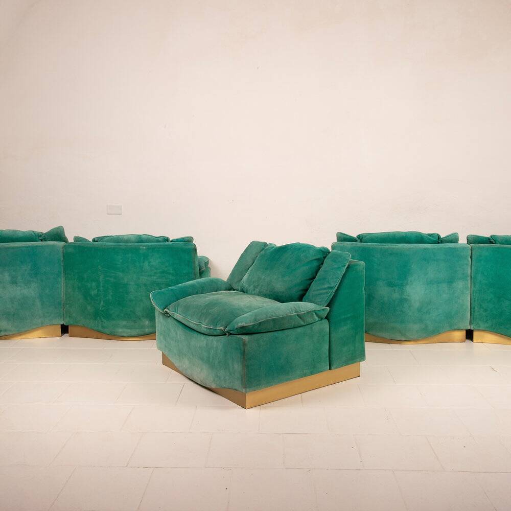 Set of 5 Stropiccio armchairs by Luciano Frigerio for Frigerio di Desio 1975