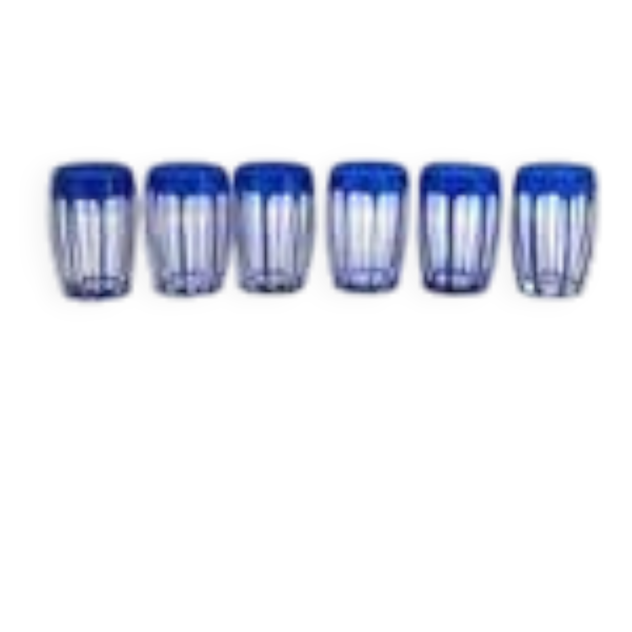 Saint Louis, 6 liqueur glasses, double blue crystal, excellent condition, Art Deco.