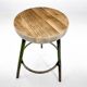 Tabouret trépied industriel vintage en acier et bois, 1950