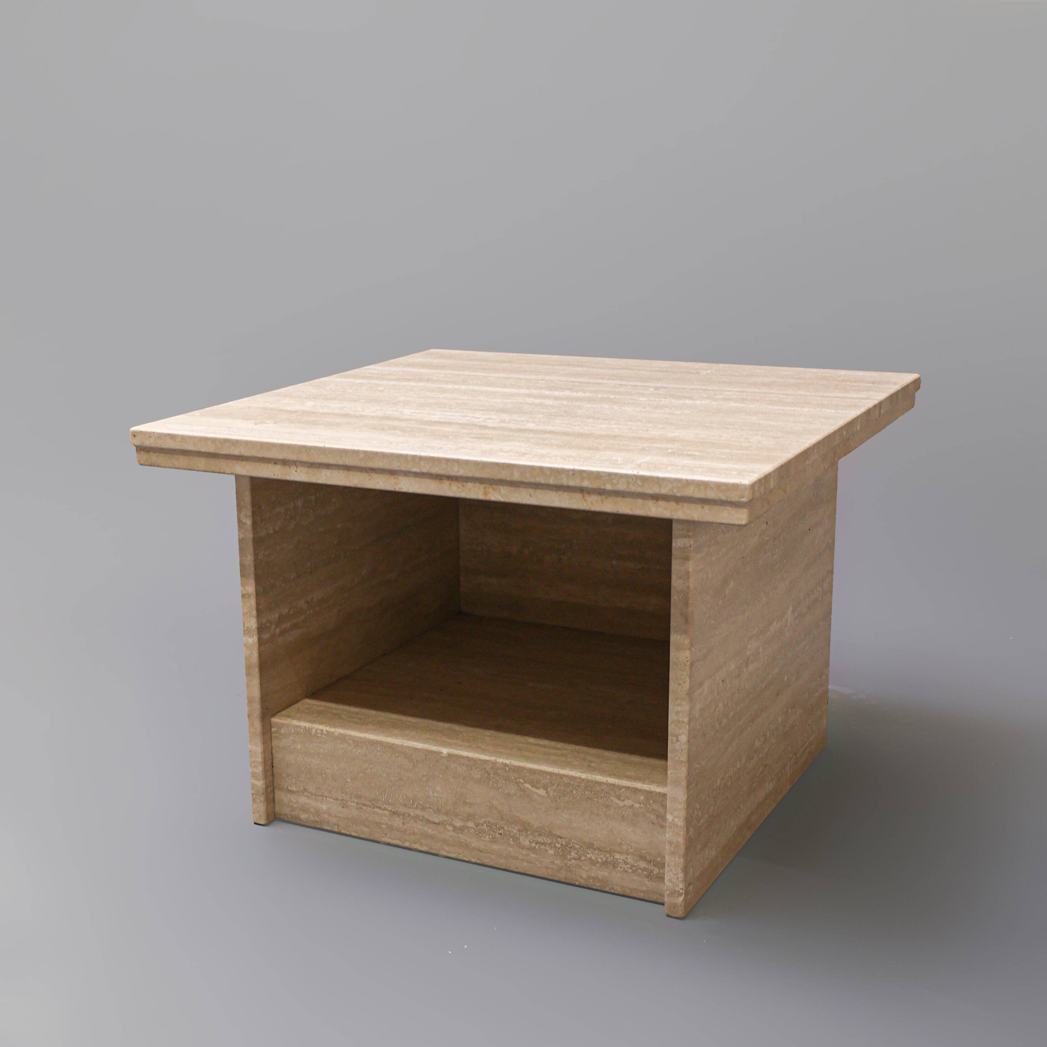 Vintage Italian travertine side table / nightstand