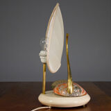Table lamp, Cigno, made of steel and Nautilus shells, by Antonio Pavi