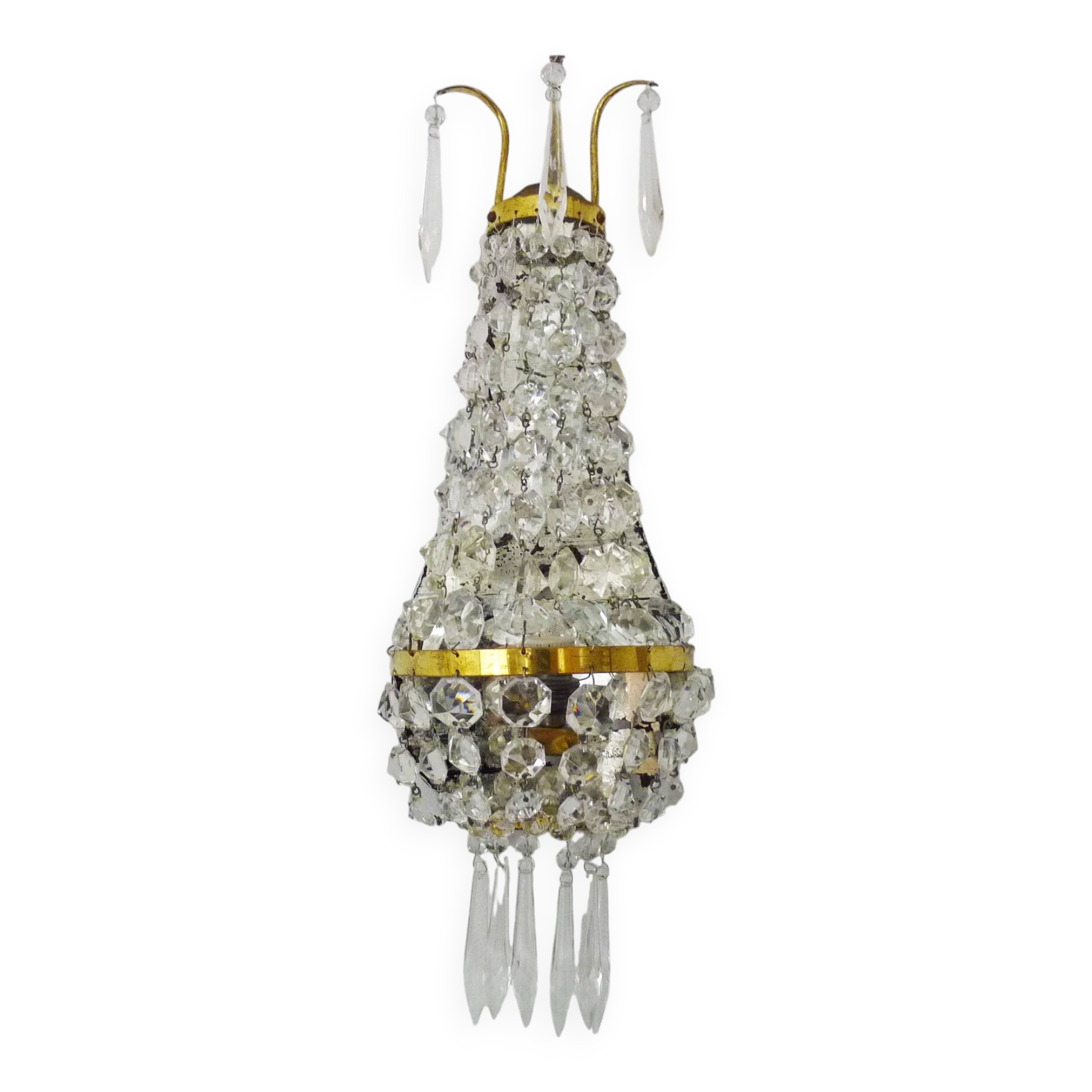 Large vintage hot air balloon wall light in bronze and glass 43 cm