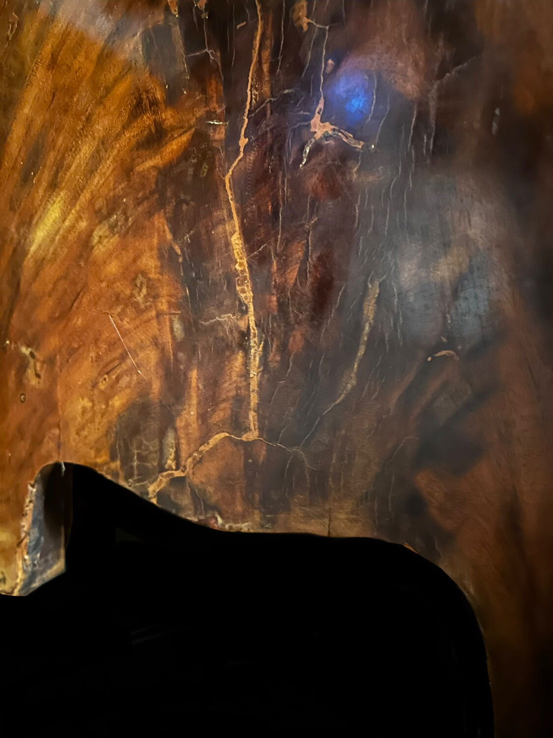 George III English Commode in Mahogany and Burl, Stretcher Feet – 19th Century