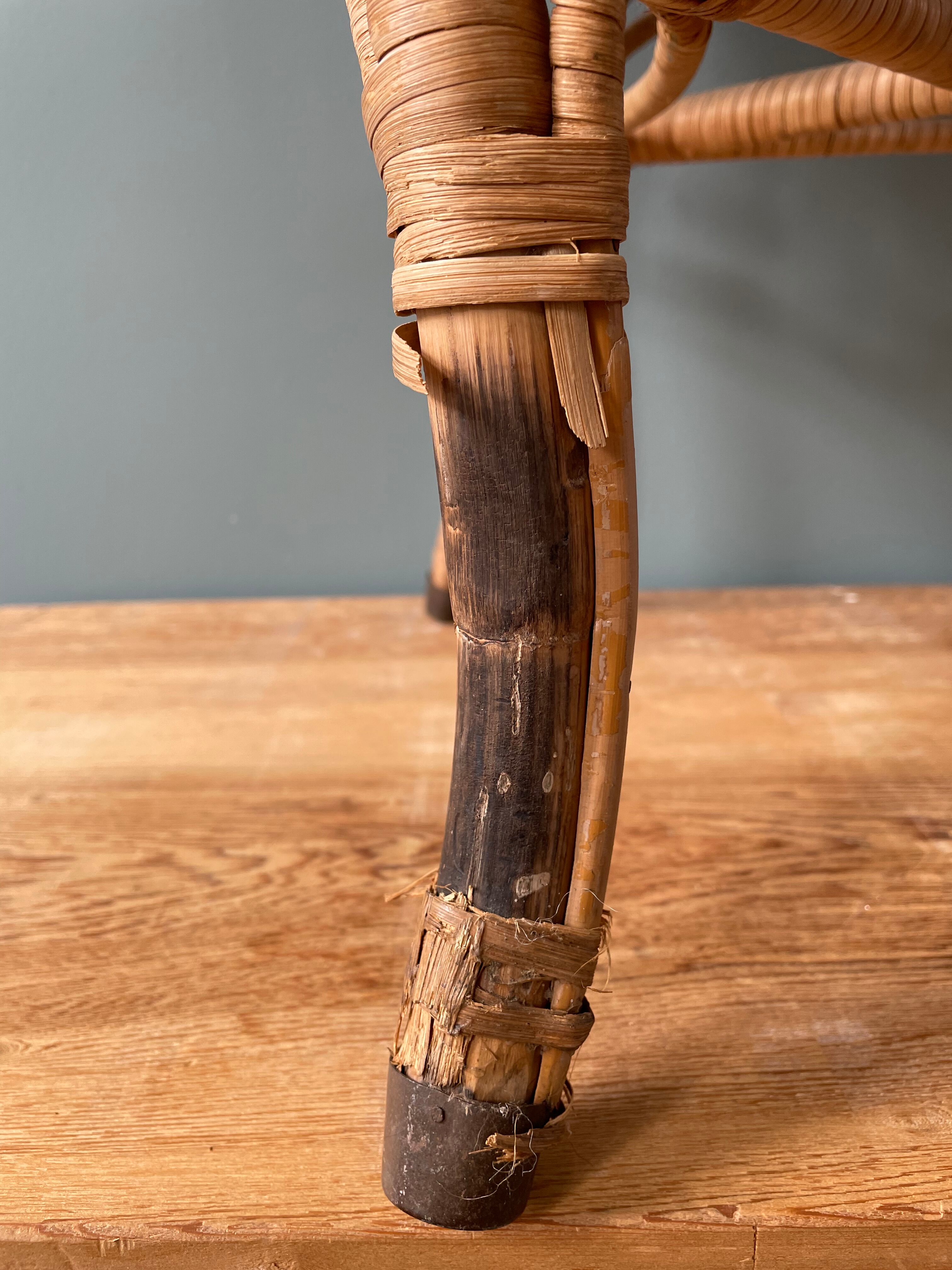 Peacock rattan stool 1960s