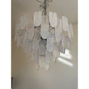Italian Glass Chandelier Clear and Frosted Art Deco