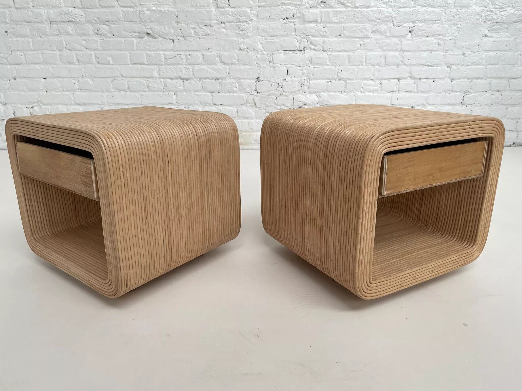 Pair of rattan bedside tables