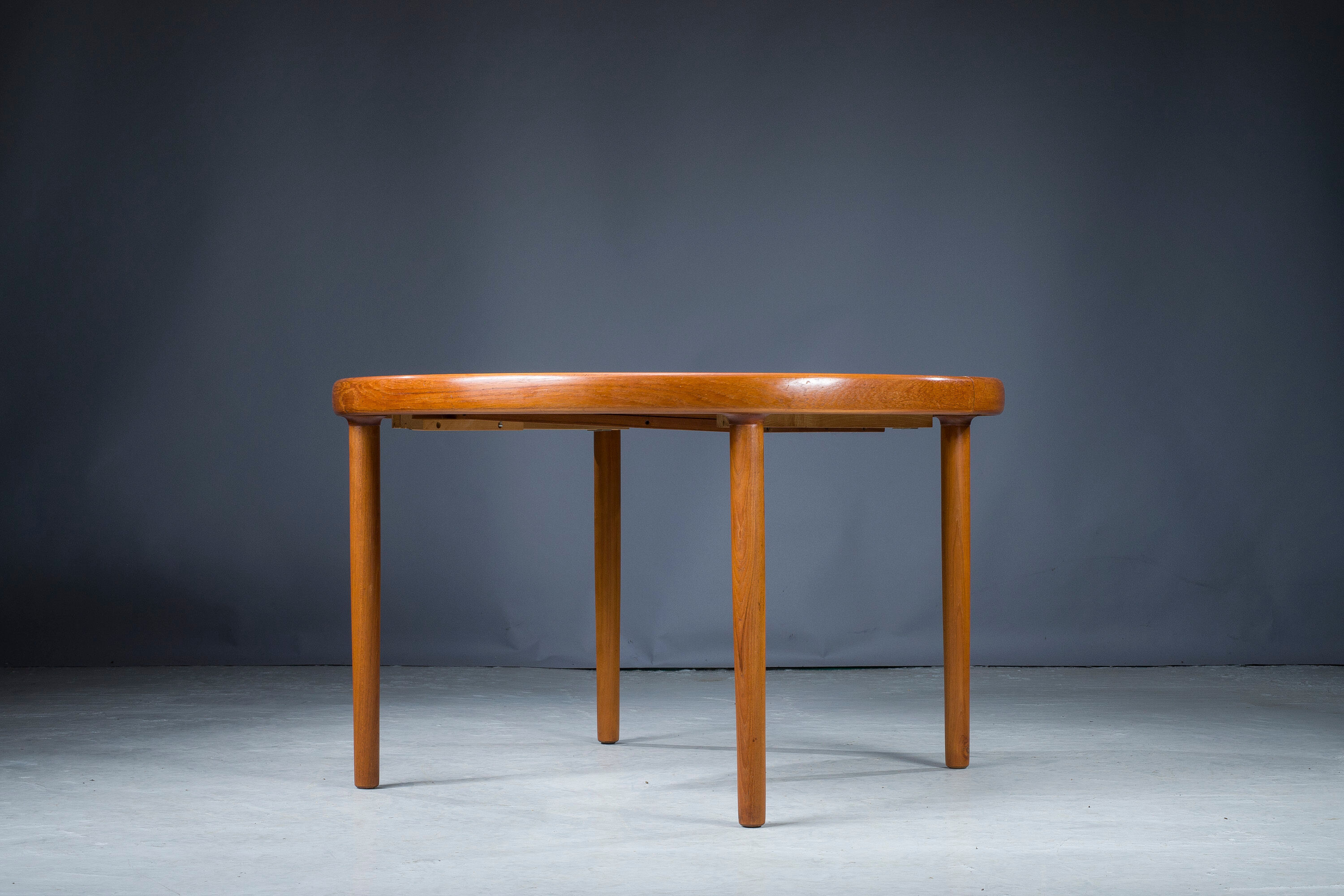 Danish Teak Round Folding Dining Table, 1960s