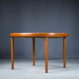 Danish Teak Round Folding Dining Table, 1960s