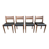 Quatre chaises teck et sky noir, esprit scandinave, vintage, années 60