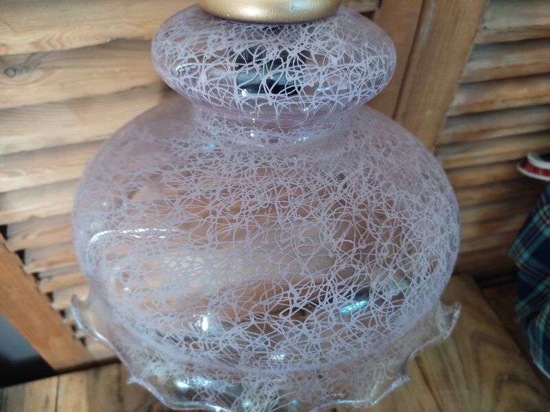 Original suspension lamp molded glass globe lace Rose edging dp 1122213