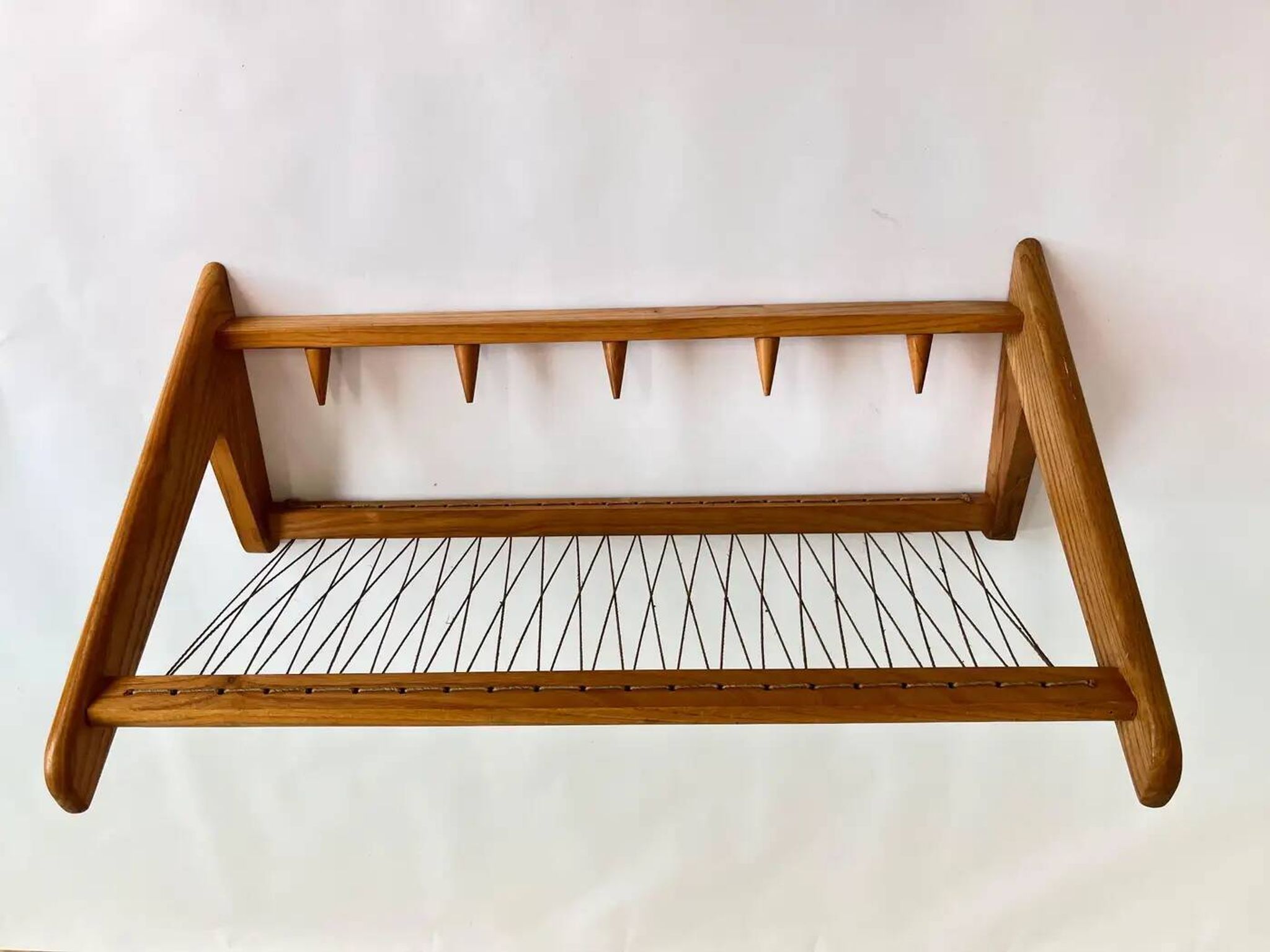 Midcentury wooden design wall coat rack by ÚLUV - Czechoslovakia, 1960s