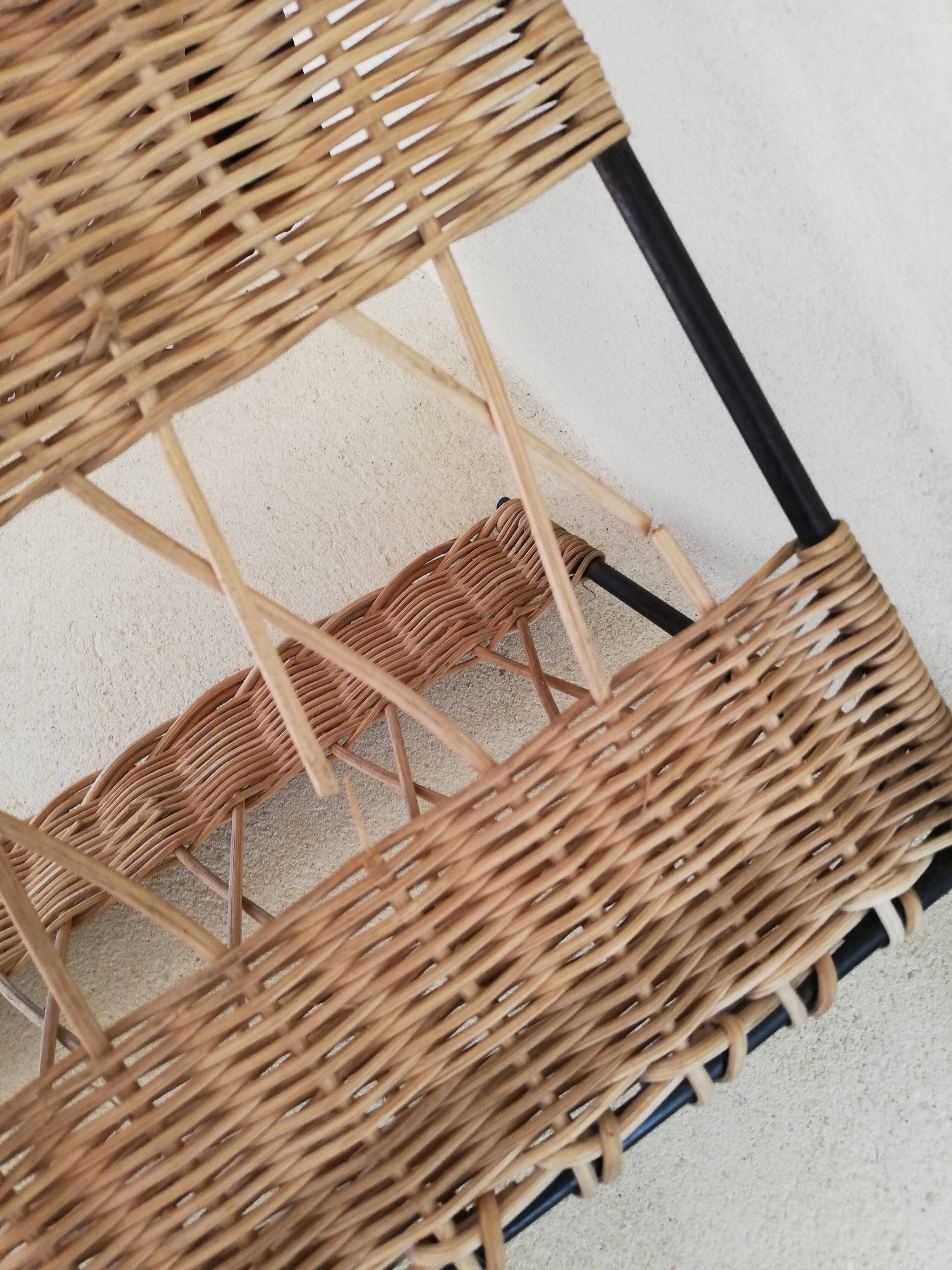 1950s Rattan Magazine Rack