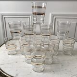 Set of 13 granite water glasses with golden borders 50s-60s