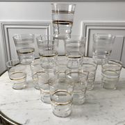 Set of 13 granite water glasses with golden borders 50s-60s