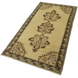 1960s handmade one-of-a-kind oriental beige rug 90 cm x 182 cm