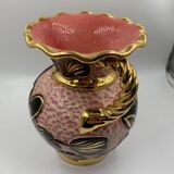 Old Vallauris ceramic earthenware vase rose gold vintage 1960 70 Tulip flowers