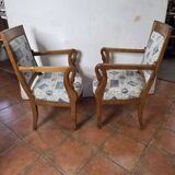 Pair of 19th century restoration armchairs in cherry wood