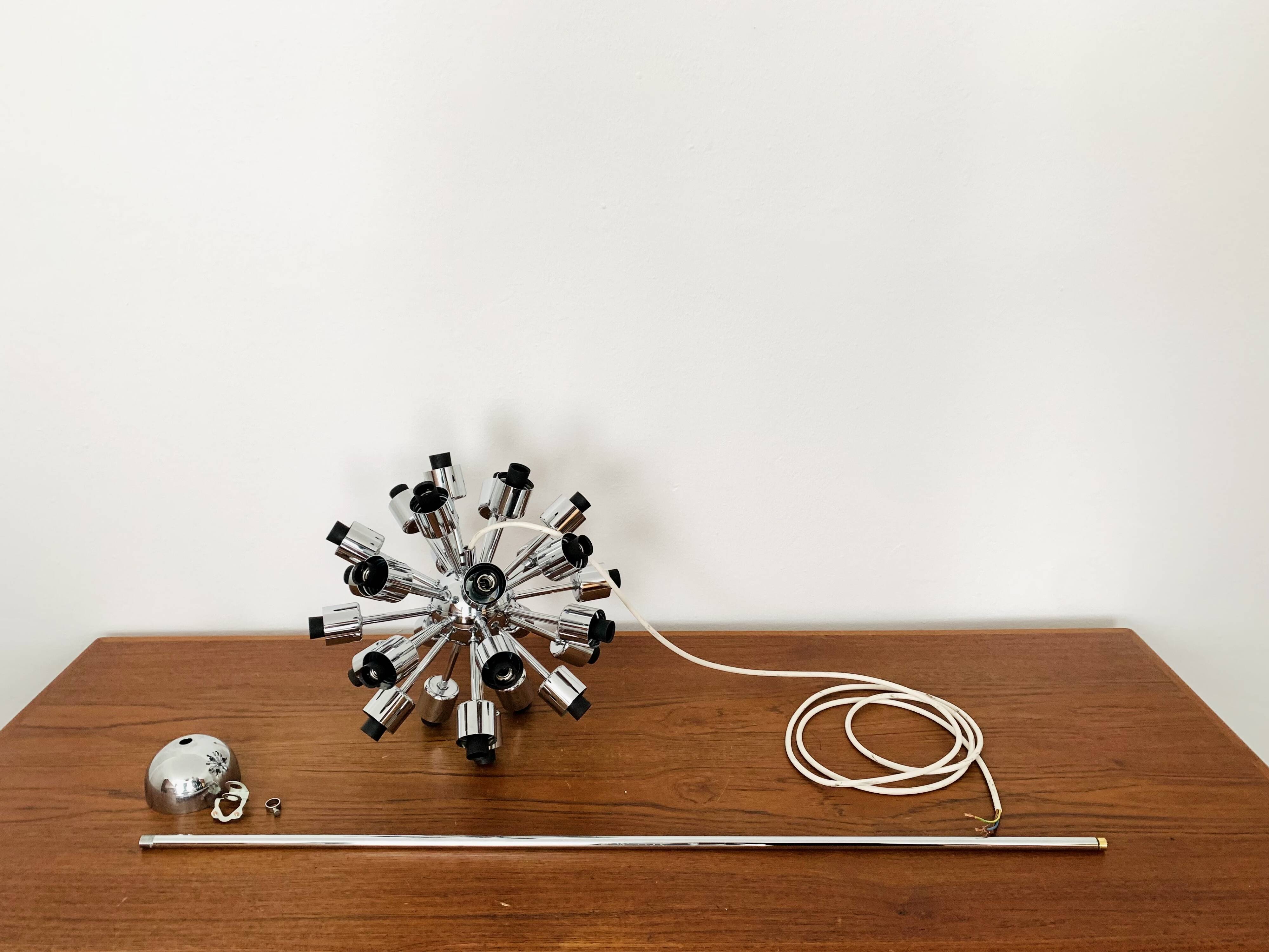 Chromed 1970s Sputnik Chandelier by Motoko Ishii for Staff
