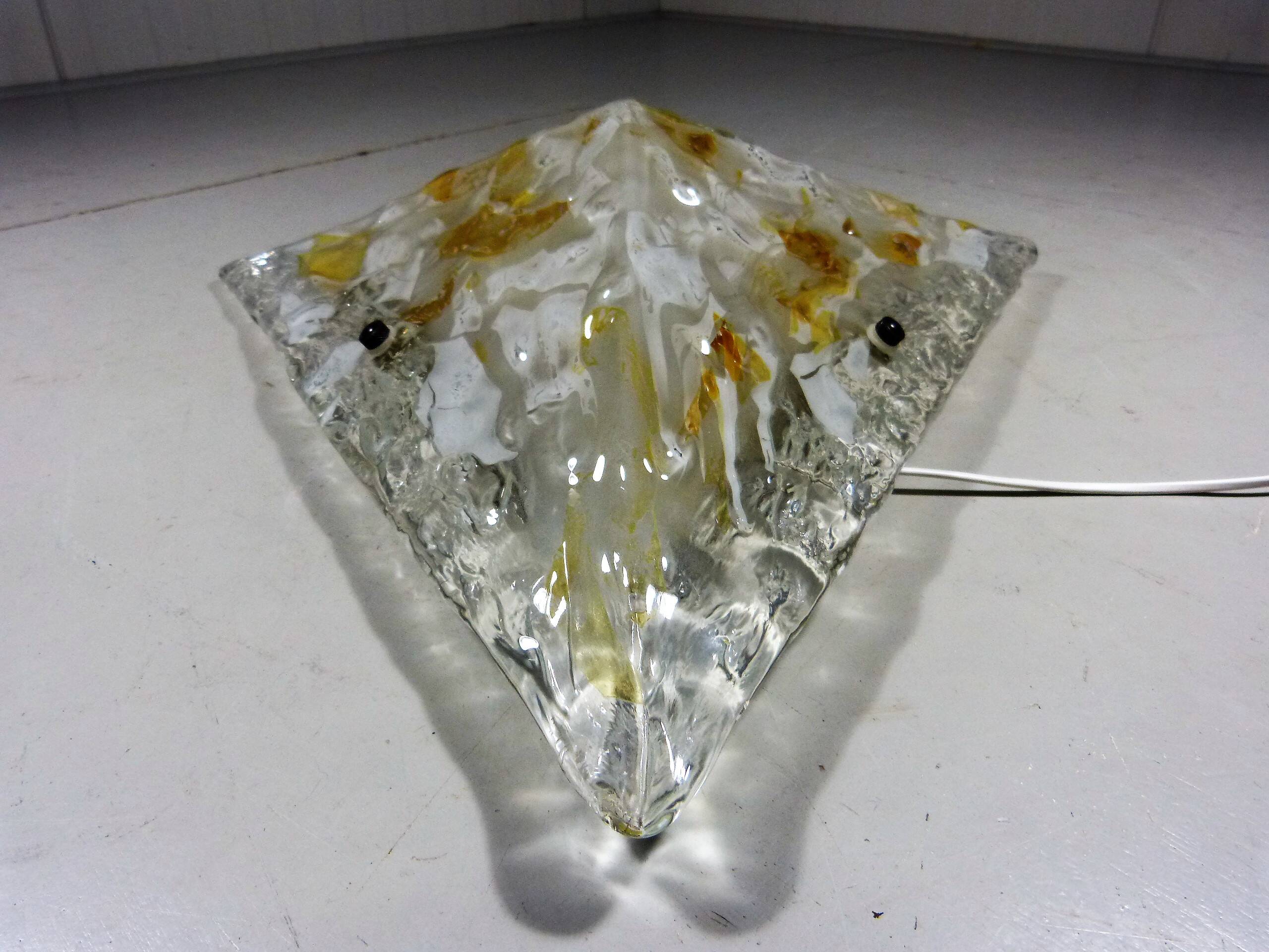 Large triangular glass wall & ceiling lamp, 1960’s