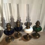 Lampes à pétrole céramique et pied laiton