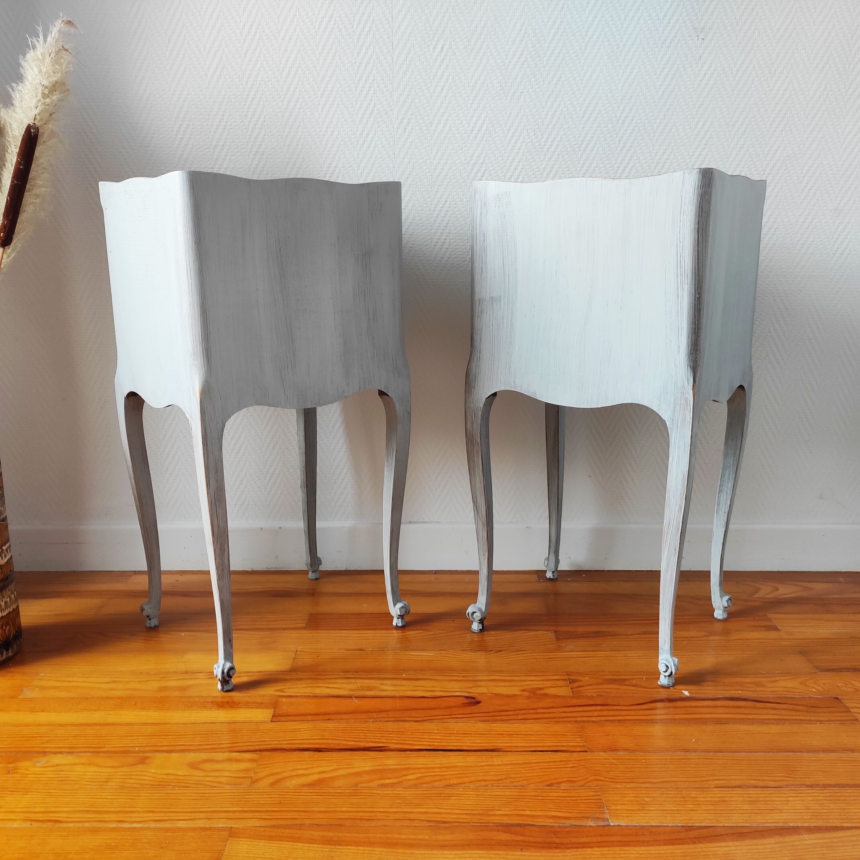 Pair of weathered bedside tables