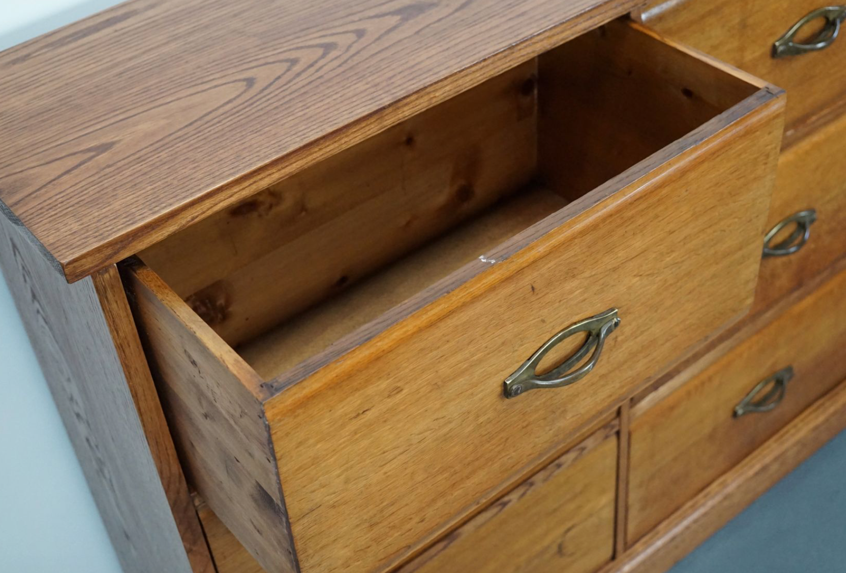 Chest of drawers in oak apothecary France 1930s
