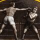 Art Deco Stained Glass Panel Depicting a Boxing Match, Belgium ca. 1910