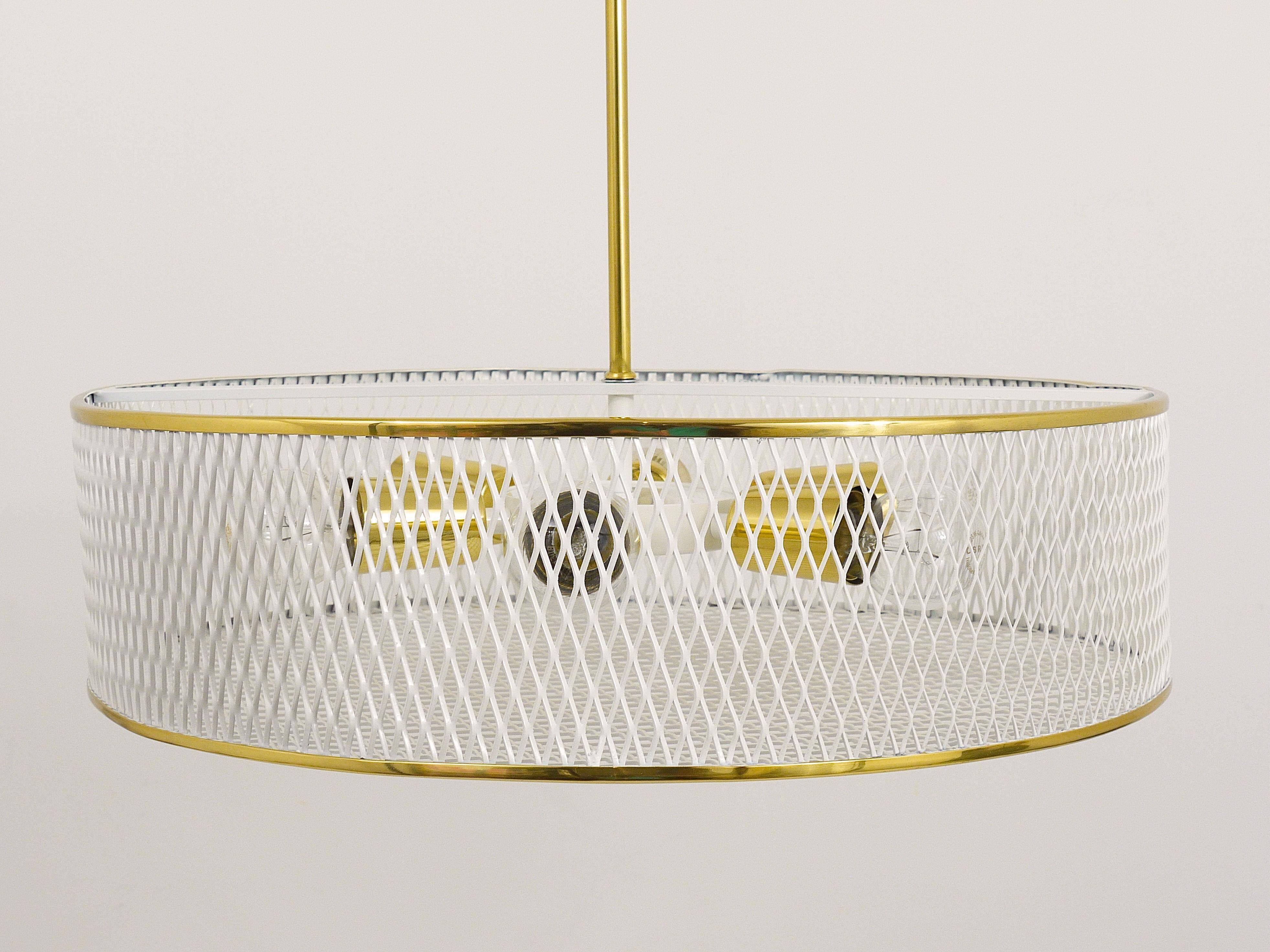 Brass Pendant Light in the Style of Mathieu Matégot Mid-Century, France, 1950s