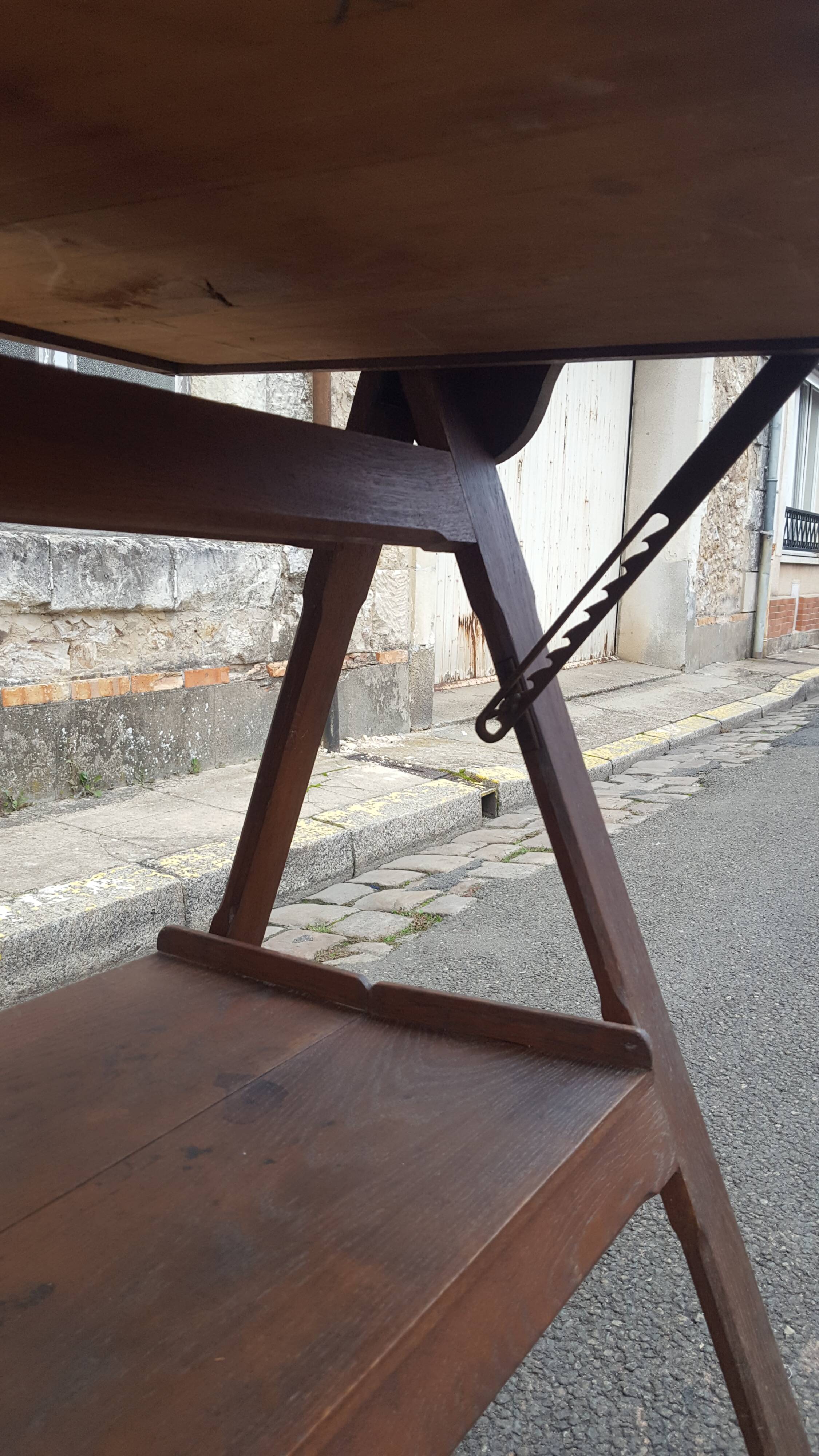 Drawing table wood and vintage metal
