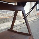 Drawing table wood and vintage metal