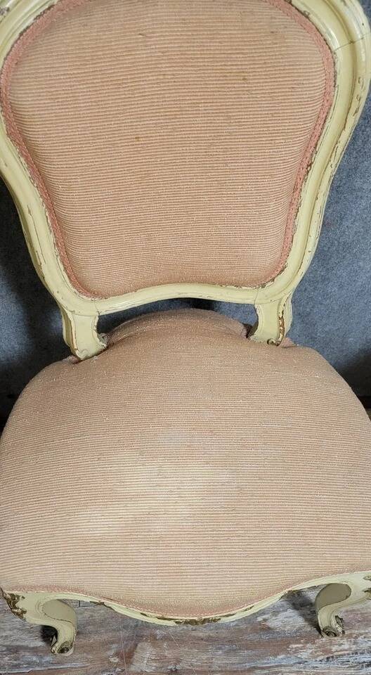 Pair of Venetian chairs in Louis XV baroque style in lacquered and gilded wood