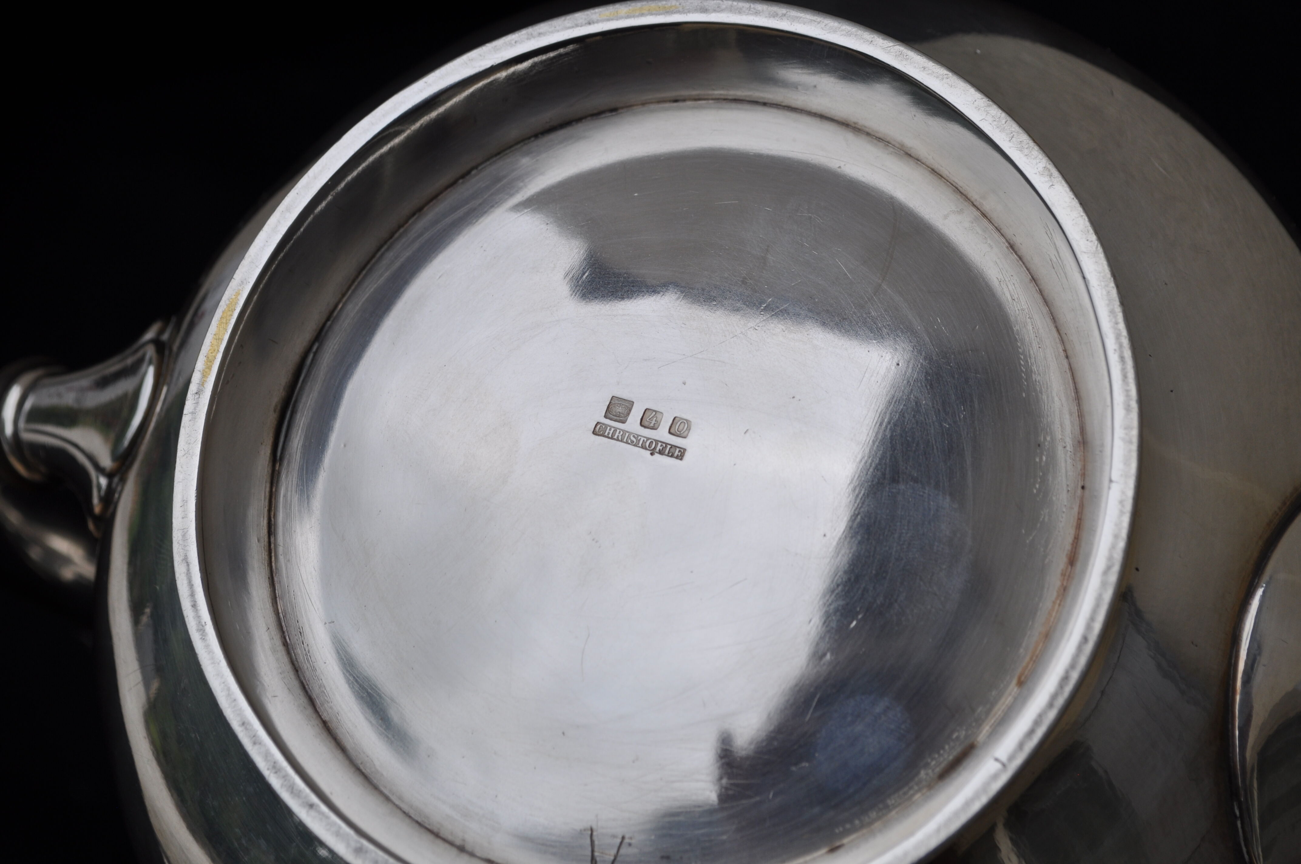 Christofle teapot with pine cone