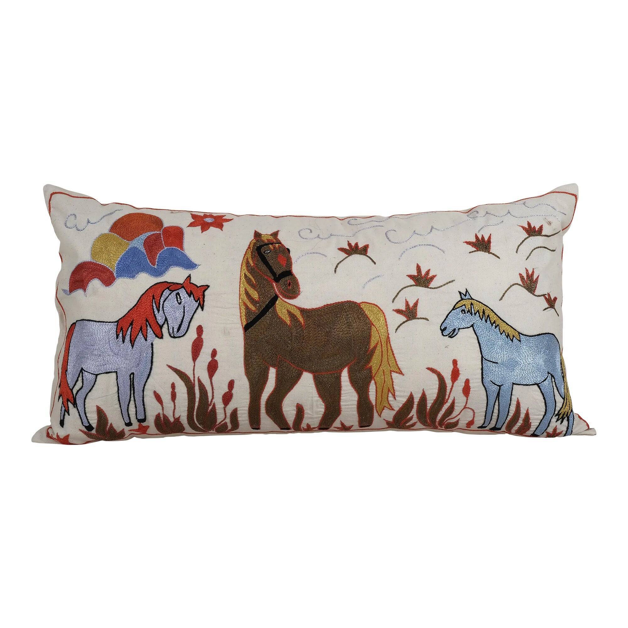 Vintage embroidered cushion cover 46x86 cm