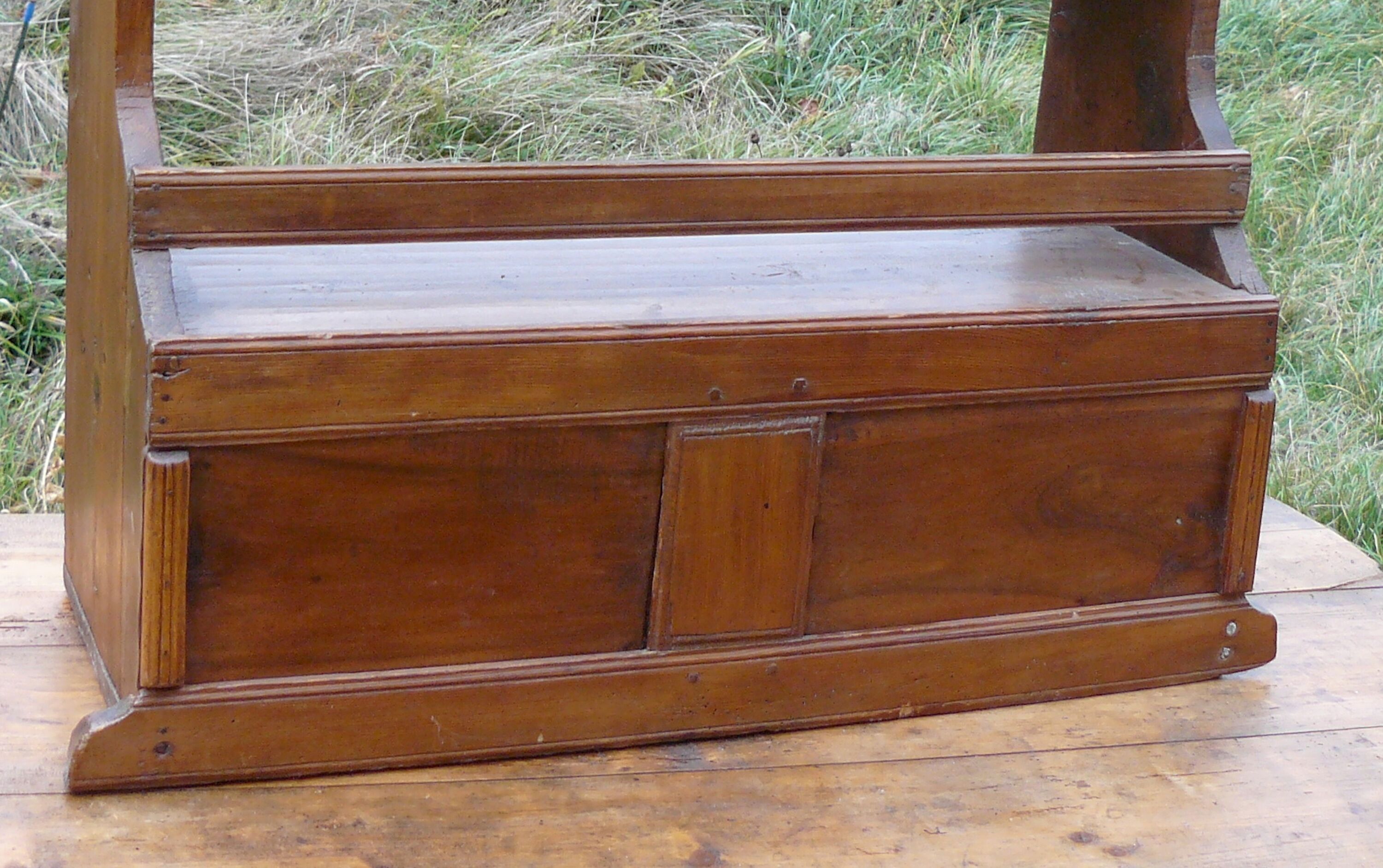 Savoyard folk art sliding door pantry shelf