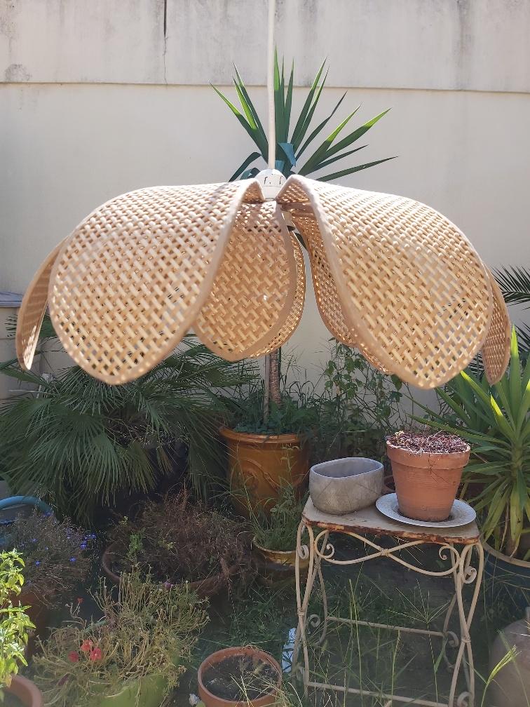 Vintage rattan canning flower suspension