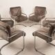 Guido Faleschini Italian Astro Chrome and Taupe Suede Armchairs for i4 Mariani