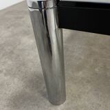 Table basse chrome et verre fumé années 70