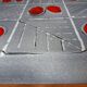 Small 1960s enamelled table, spindle legs, signed jd.