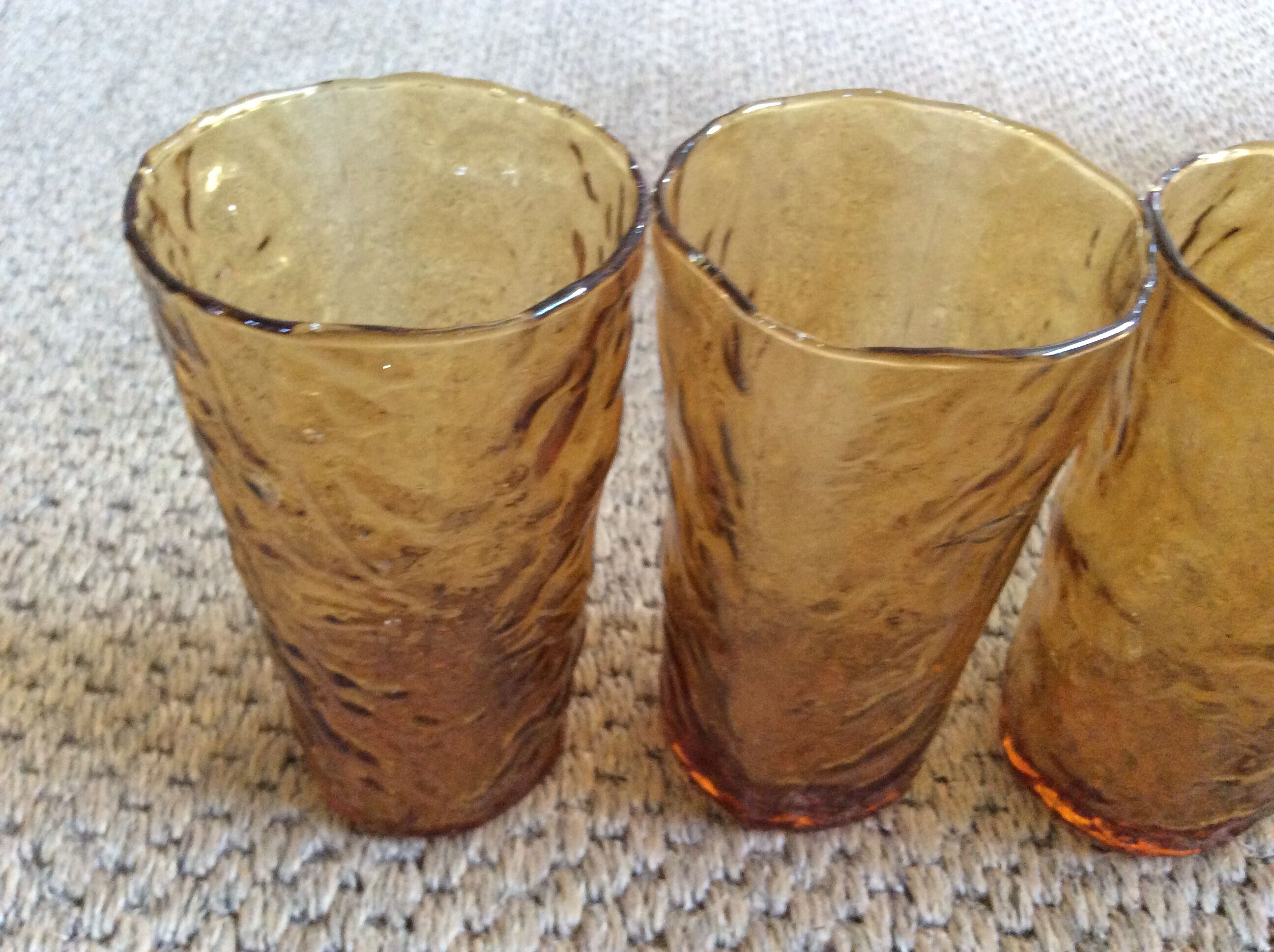 Series of 6 amber glasses