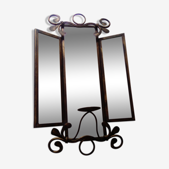 Triptych mirror with candle holder