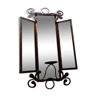 Triptych mirror with candle holder