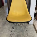 Fibreglass chair skai vinyl DSR Eiffel yellow Eames Herman Miller