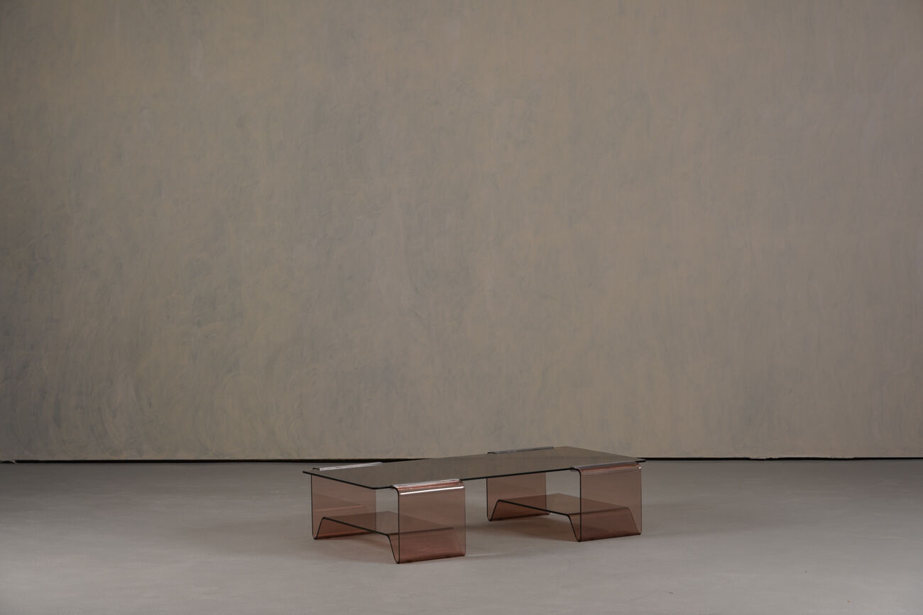 Vintage Michel Dumas plexiglass and glass coffee table for Roche Bobois, 1970s
