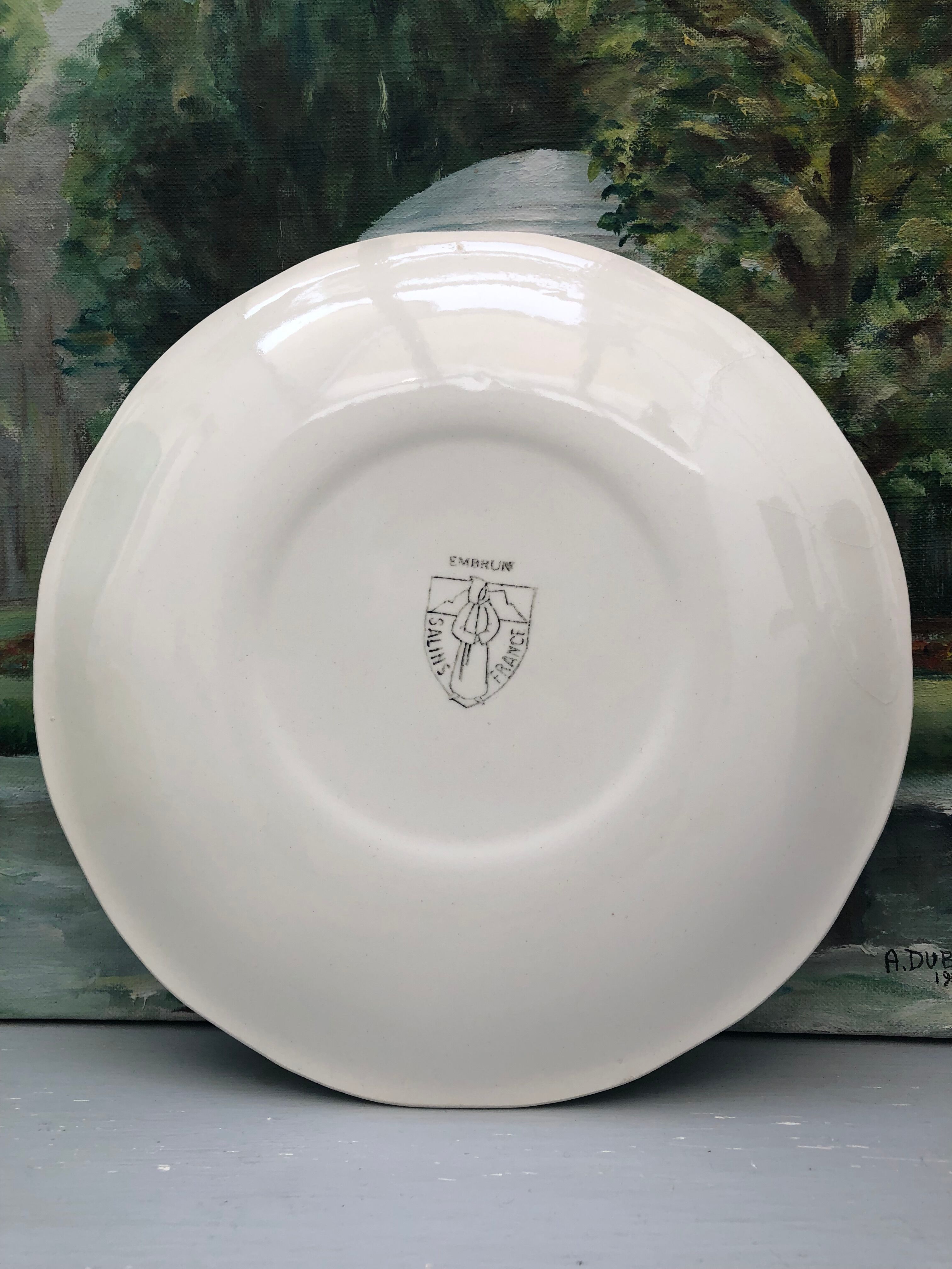 Lots of 6 flat plates model embrun, with floral motifs. Stamped Salins France