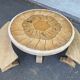 Renovated vintage Barrois dining table with 2 solid oak benches