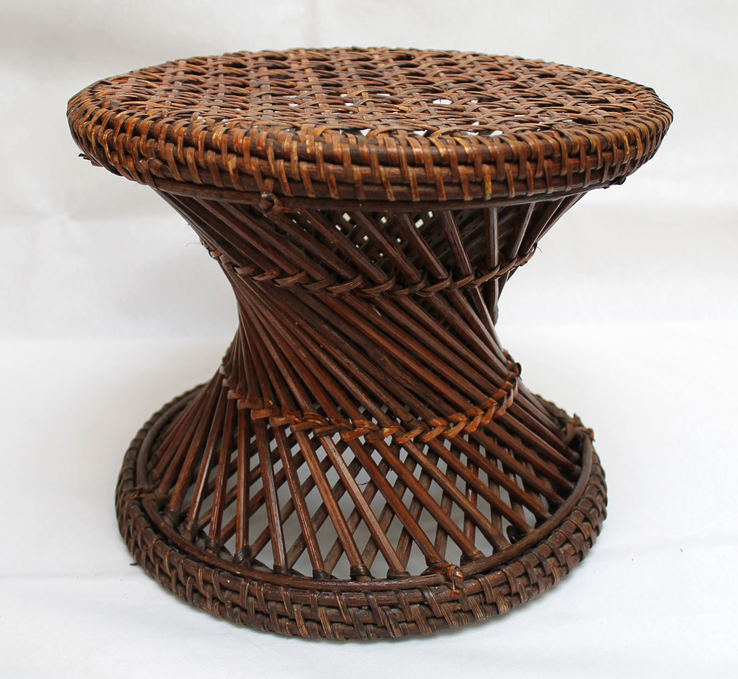Stools tam-tam in rattan and wicker of the 1970s