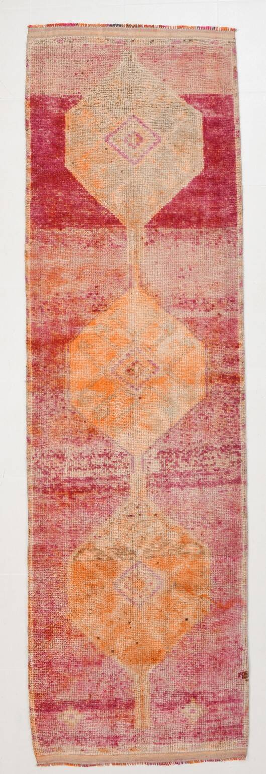 3x10 Peach & Red Vintage Runner Rug, 93x310Cm