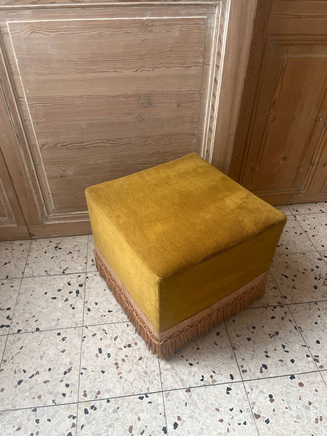 Velvet pouffe