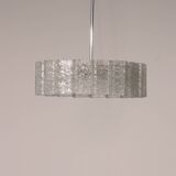 "Lampe suspendue en verre glacé Doria Leuchten avec cylindres en verre en relief, années 1960"