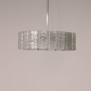 "Doria Leuchten Ice Glass Hanging Lamp with Relief Glass Cylinders, 1960s"